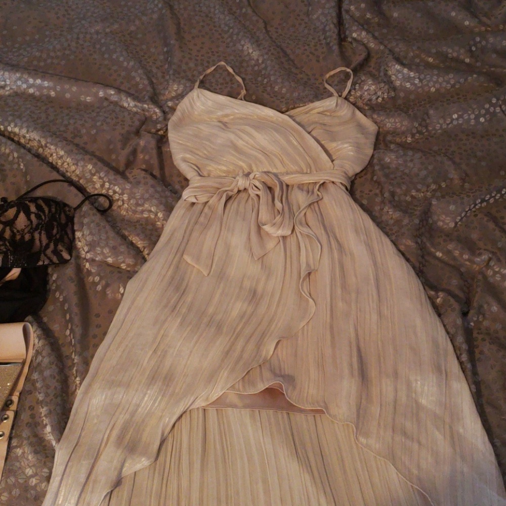 Shimmery champagne high low dress
